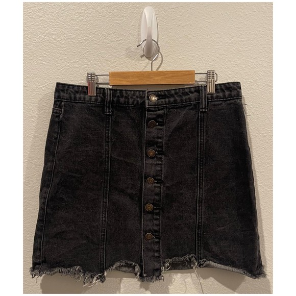 Anthropologie Dresses & Skirts - SADIE AND SAGE Buttons Down Black A-Line Mini Skirt